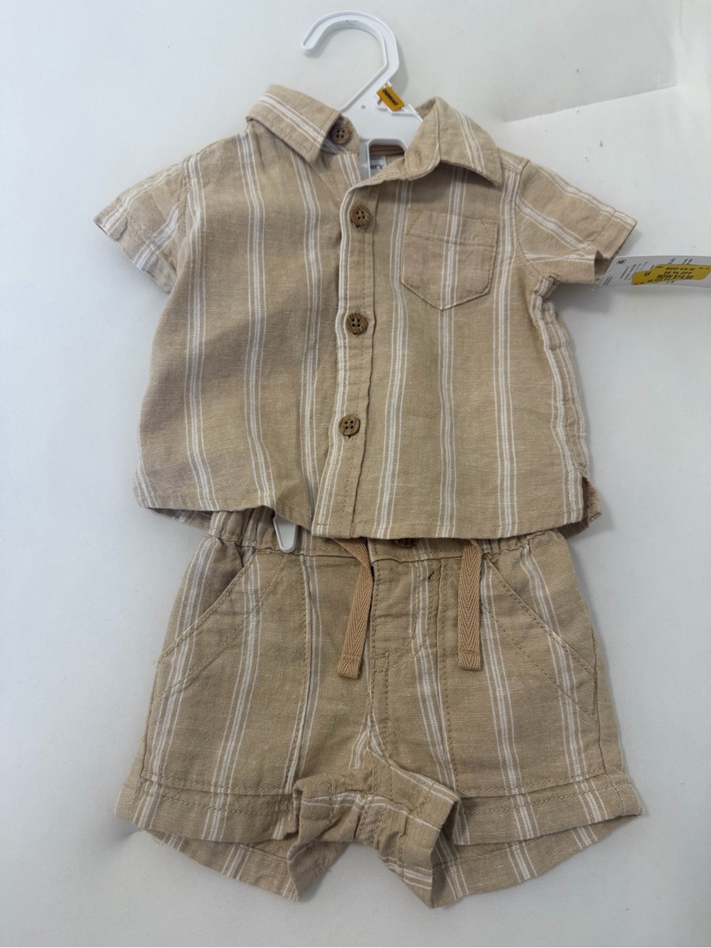 Gymboree Tan & White Striped Shorts Set